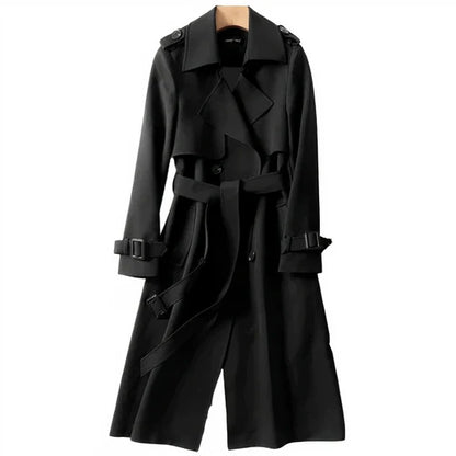 Women's long belted trench coat