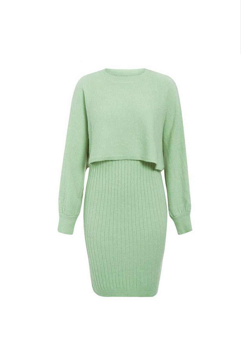 Rowea - ribbed long-sleeve two-piece dress set