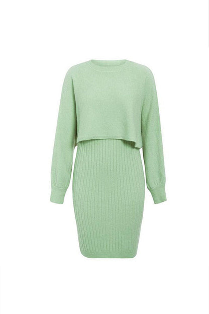 Rowea - ribbed long-sleeve two-piece dress set