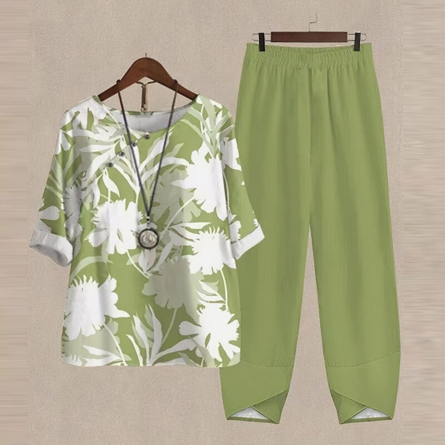 Women's 3d print casual loose short sleeve set + trousers