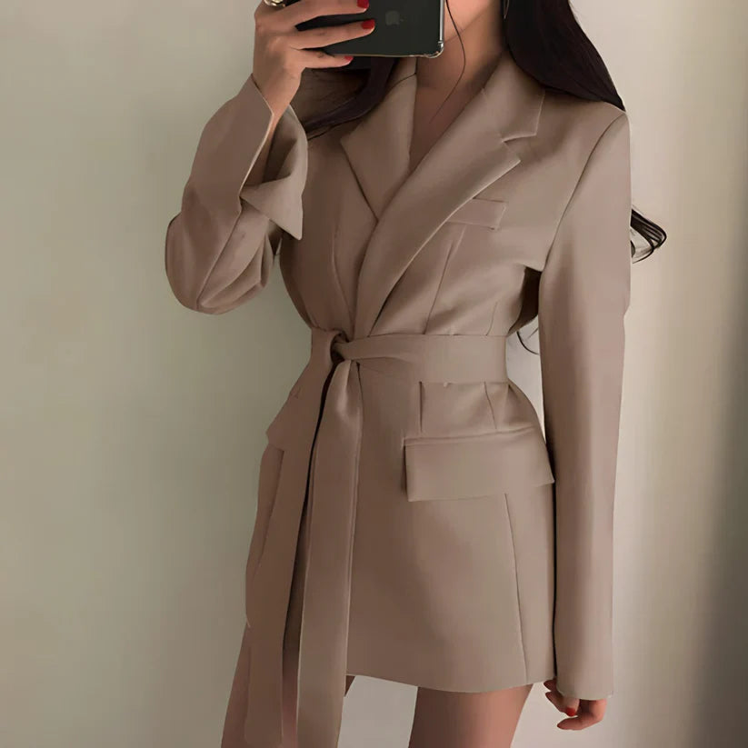 Elegant mini blazer with belt for women