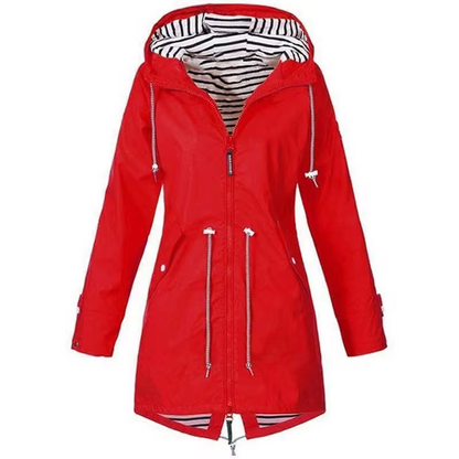 Women's waterproof hooded raincoat