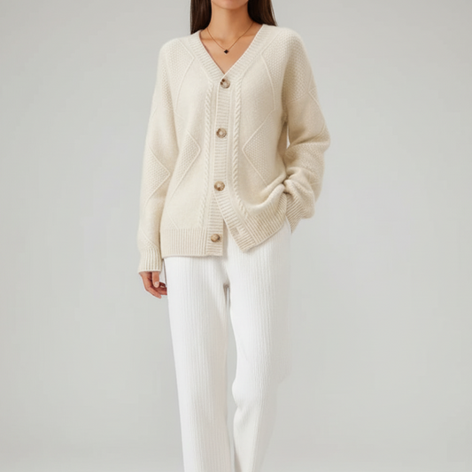 Button Front Knit V-Neck Cardigan