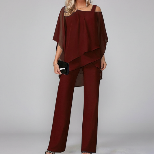 Sheer Layered Wide-Leg Two-Piece Set