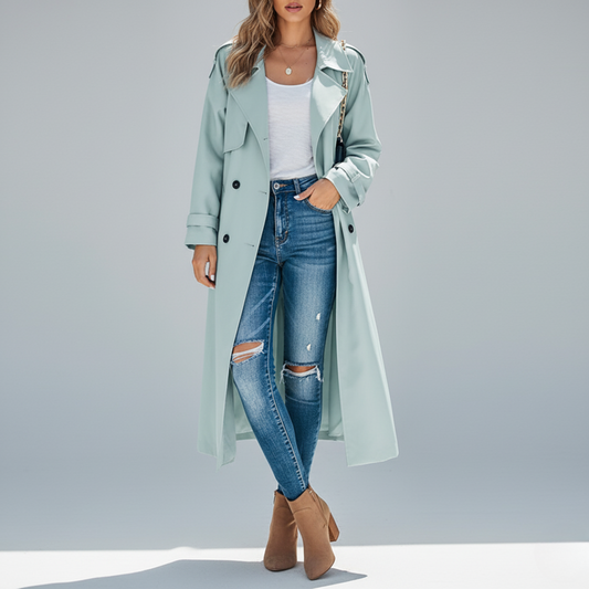 Retro Lapel Double-Breasted Trench Coat
