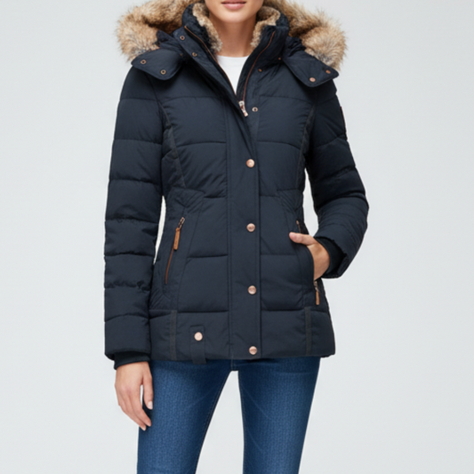 "Valentina" Insulated Warm Fur-Collar Down Jacket