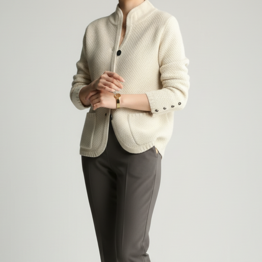 Textured Knit Relaxed Fit Cardigan With Pockets