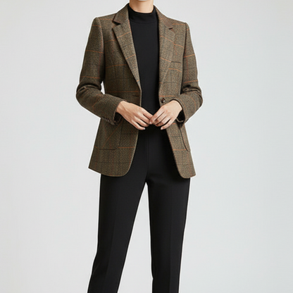 Women's classique lapel one-button blazer with pockets