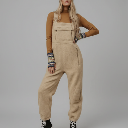 Women's textured thermal fleece overall with zip pockets