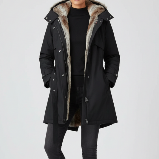 "Sophie Eleanor" Hooded Belted Winter Parka