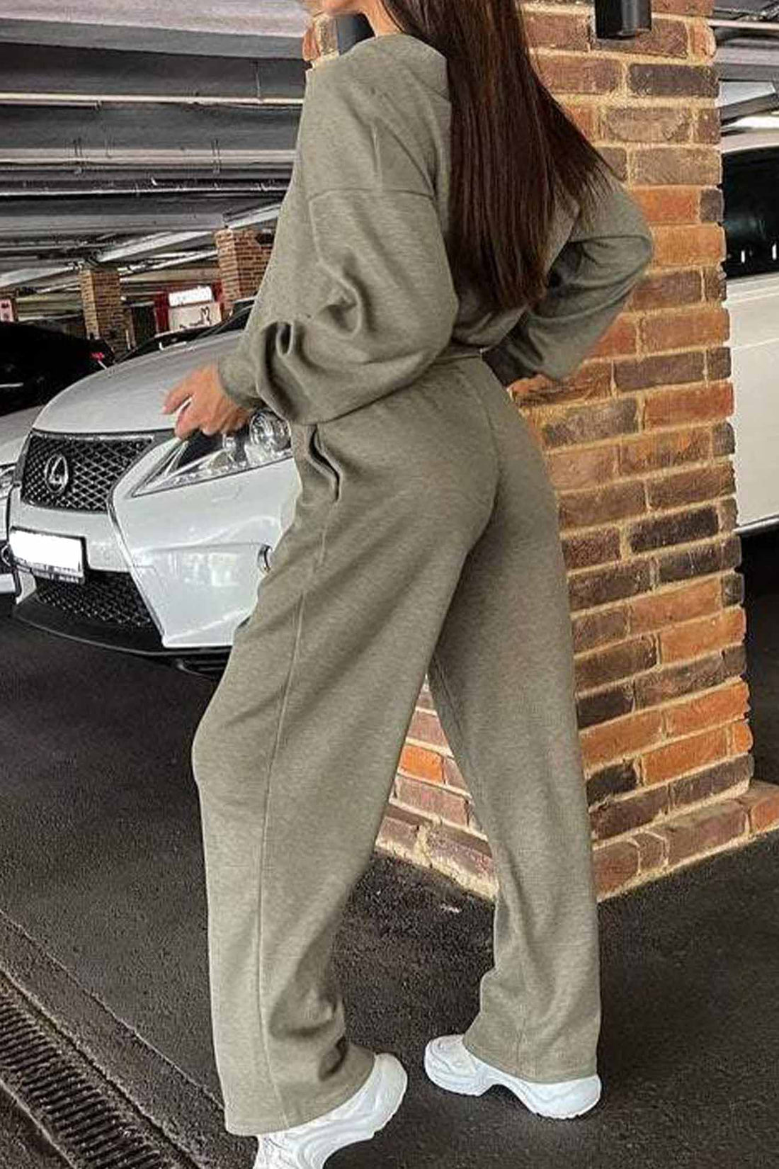 Women's solid color button-down cardigan and long pants set