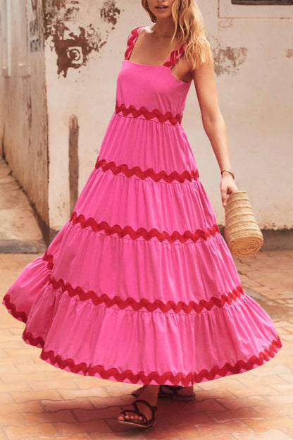 Women's Maxi Dress - Tiered Flowing Fit - Sleeveless Lightweight Casual Wear