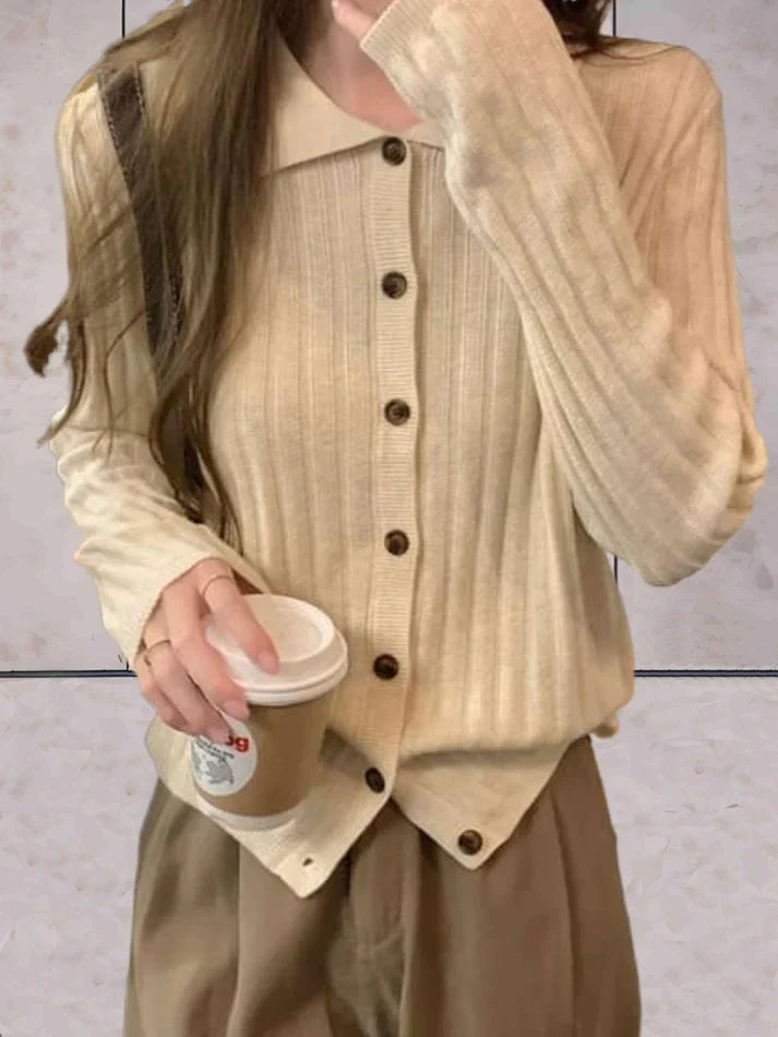 Women's luxury sweater with polo collar