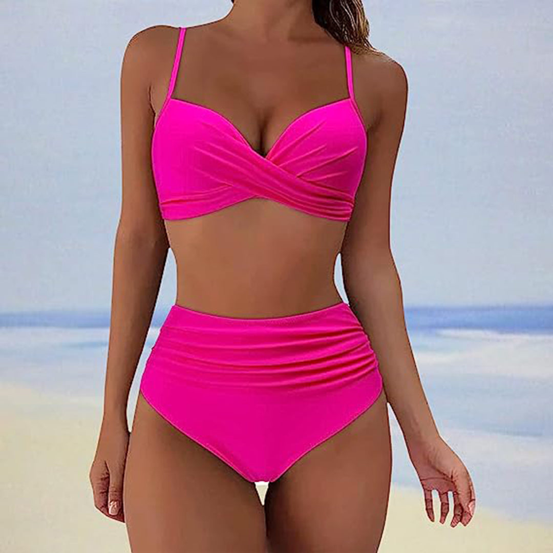Women’s Bikini – High Waist – Padded Cups – Cross Front – Adjustable Straps – Breathable Blend