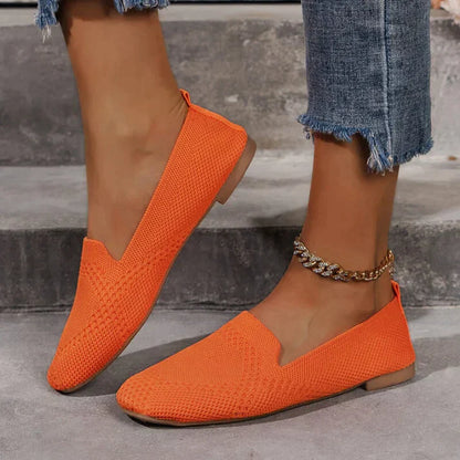 Women's Slip-On Loafers - Breathable Knit Mesh - Lightweight & Flexible - Round Toe