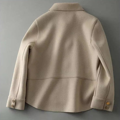 Women’s Wool Jacket – Boxy Fit – Button Front – Patch Pockets – Hip Length