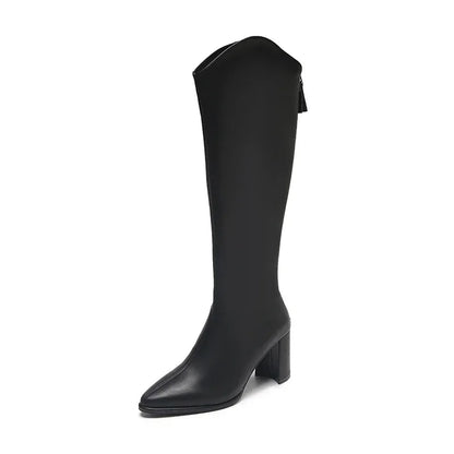 Women’s knee-high boots with thick high heels