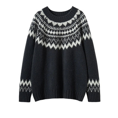Women's round neck knitted sweater