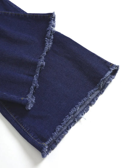 High waist flared jeans with high elasticity for women
