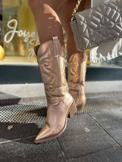 Women's stylish square heel cowboy boots