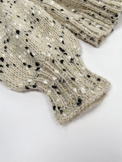 Textured knit sweater with relaxed fit for women