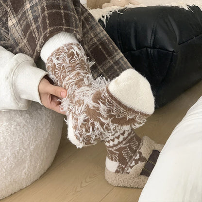 Olivia Crew Fit Socks | Fair Isle Pattern Mid-Calf Socks