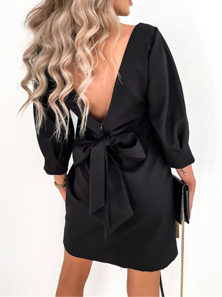 Elegant Fit Puffed Sleeve Shift Dress