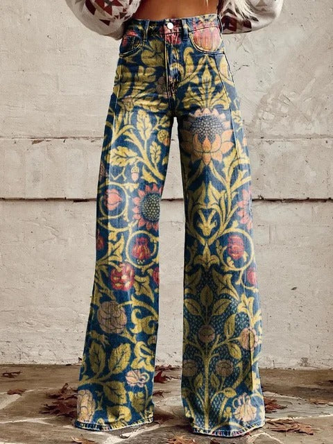 Vintage Tapestry Wide-Leg Pants