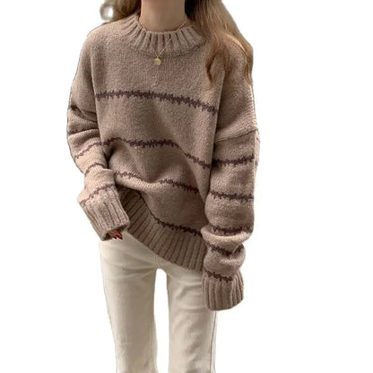 Women's retro striped loose sweater