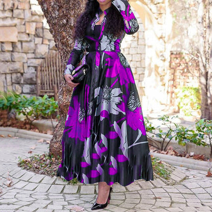 Elegant Floral Dress for Women - Lightweight Polyester Fabric