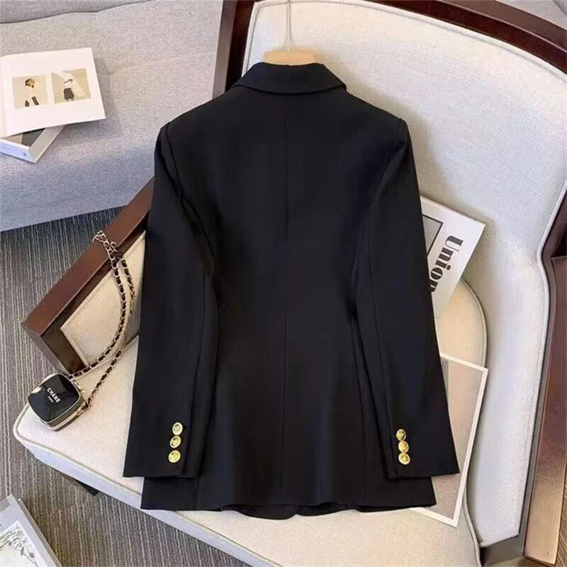 Elegant women's basic suit single button blazer