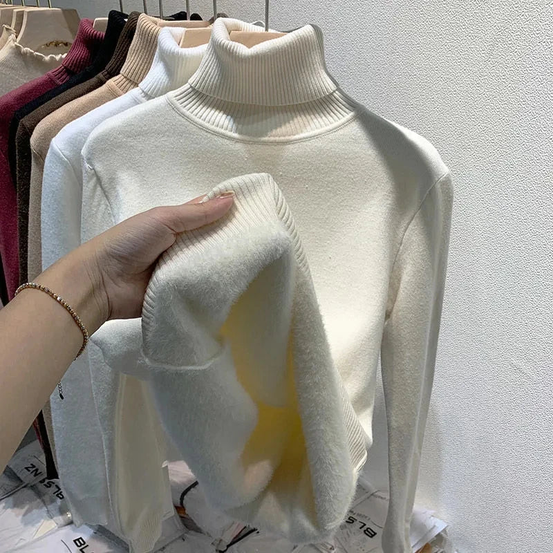 Women's velvet turtle neck sweater