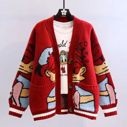 Women's retro character jacquard sweater