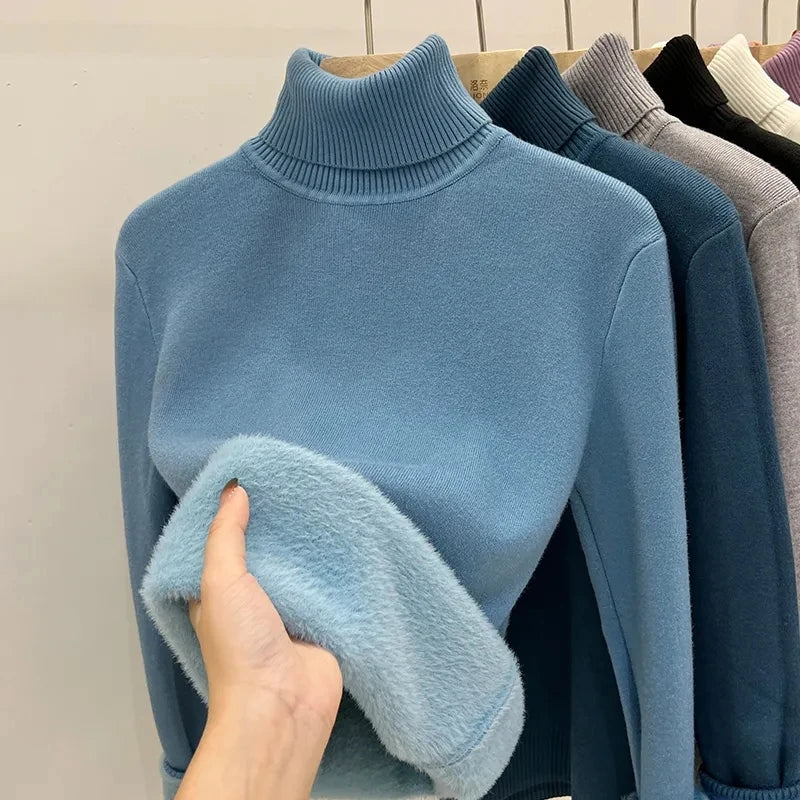 Women's velvet turtle neck sweater