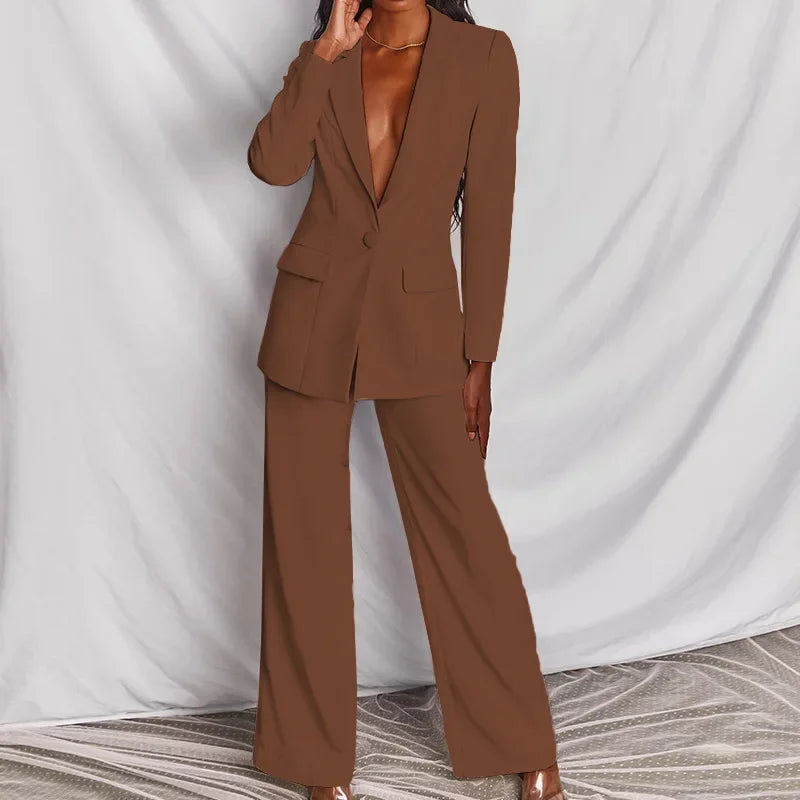 Women's urban elegant blazer two-piece set