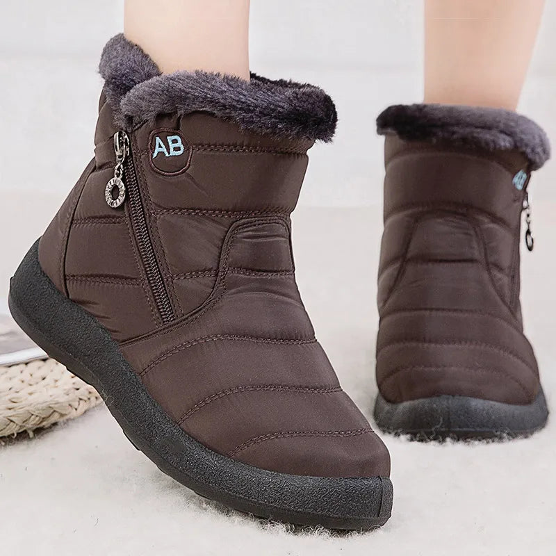 Women’s Snow Boots – Mid-Calf Height – Water-Resistant – Plush Fur Lining – Side Zipper