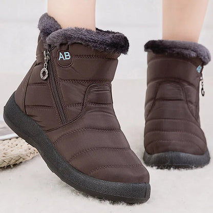 Women’s Snow Boots – Mid-Calf Height – Water-Resistant – Plush Fur Lining – Side Zipper