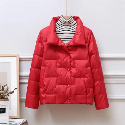 Women's ultra-thin light down jacket with stand collar