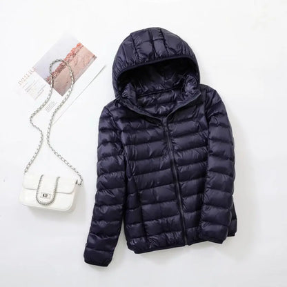 Men’s Puffer Jacket - Quilted Hooded Design - Lightweight Insulated - Zip Closure