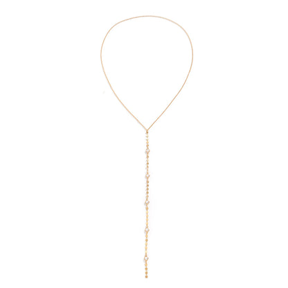 Modern y-shaped tassel necklace with diamond accents