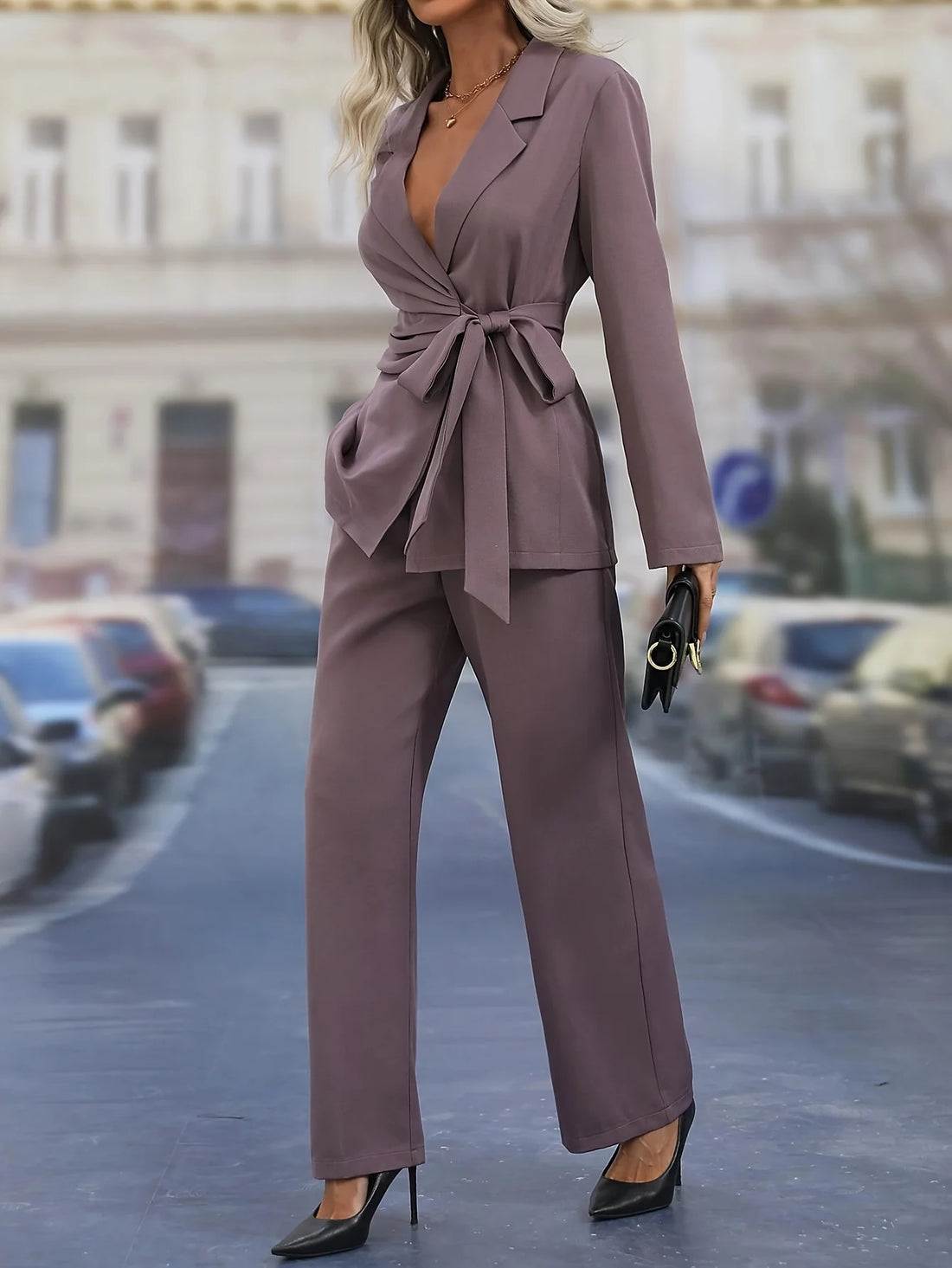 Women's blazer pants suit set office wear