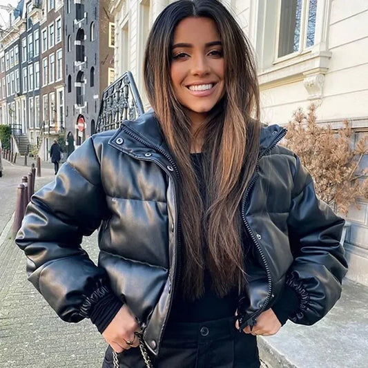 Stand-Up Collar Leather Jacket