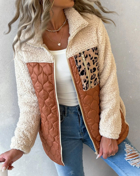 Double-Sided Fleece Subtle Animal Print Jacket