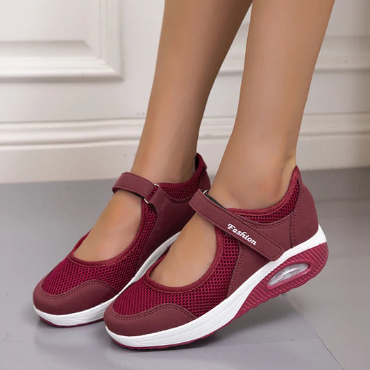 Breathable Mesh Cushioned Mary Jane Shoes