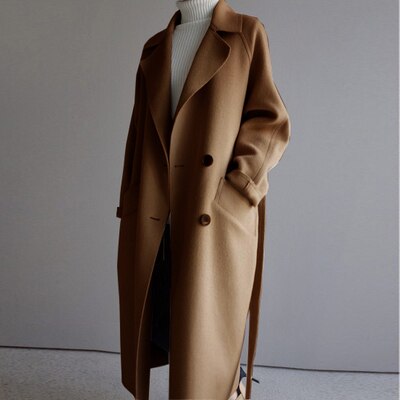 Elegant tailored women's long winter coat
