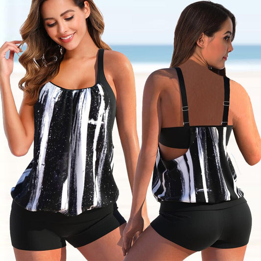 Breathable Blouson Tankini Set With Adjustable Strapsnull