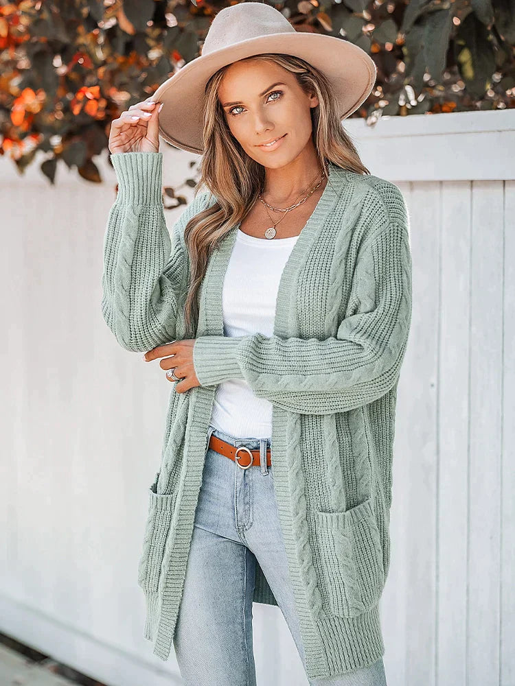 Women's trendy long sleeve casual vest