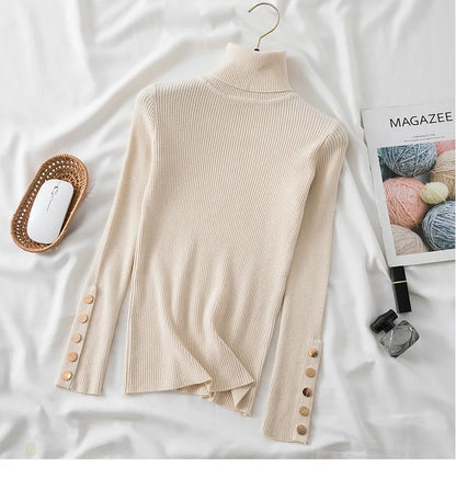 Women's knit turtleneck pullover autumn winter sweater