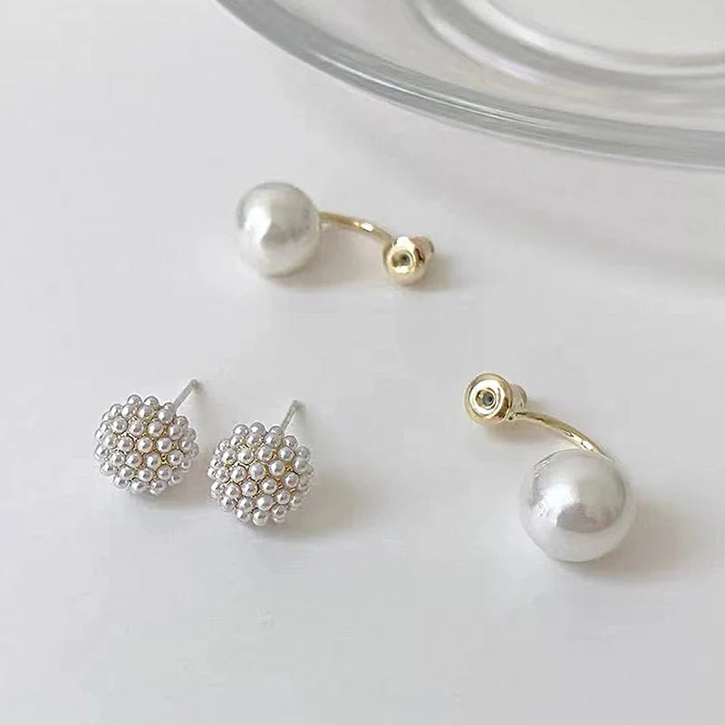 Valentina - elegant white pearl two-wear earrings