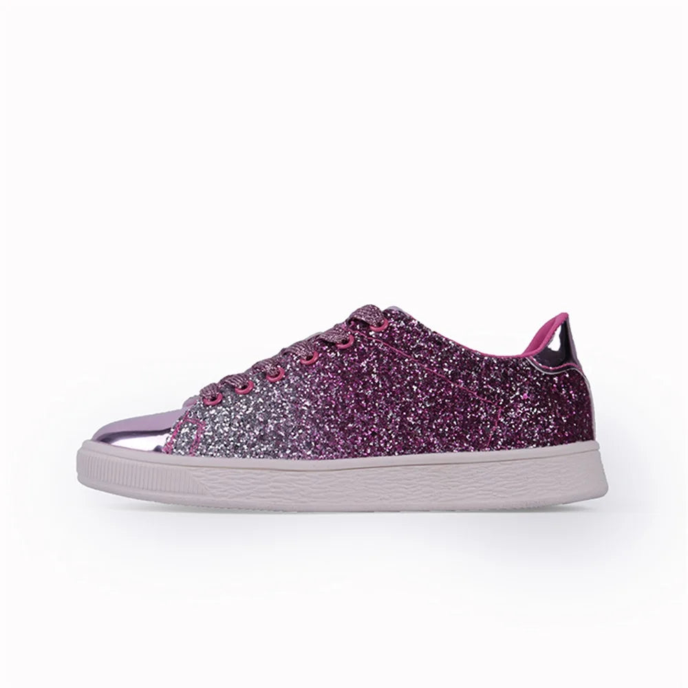 Suzy - glitter low-lace sneakers flat sole